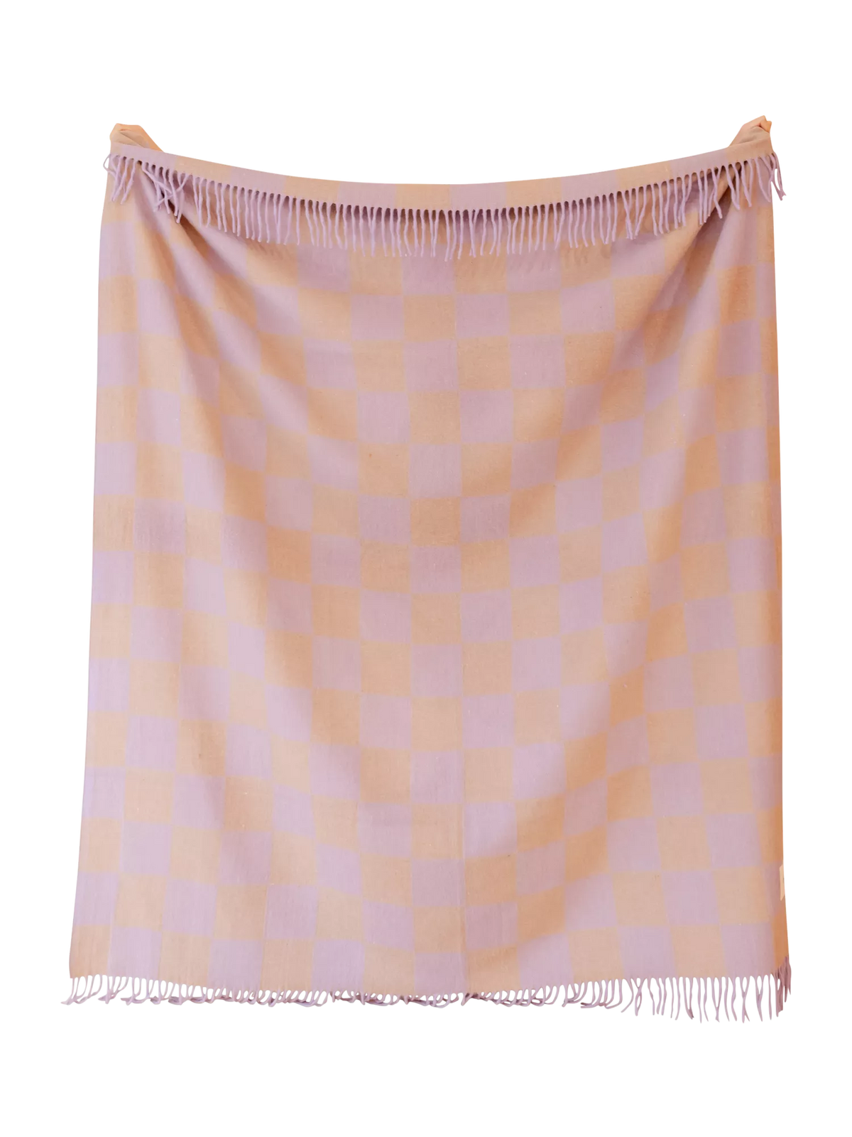 TBCo fringed recycled wool mix blanket lilac 200x150cm, UK version