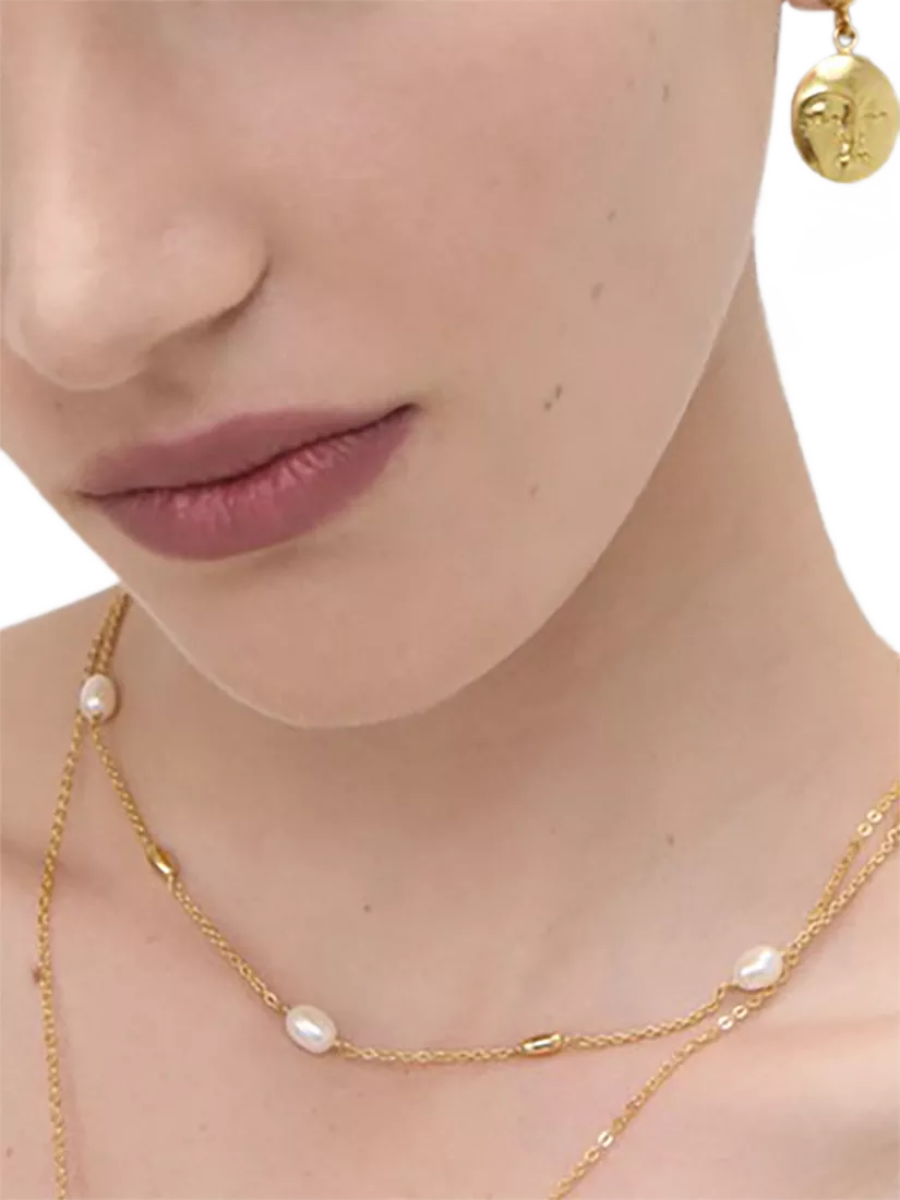 Ottoman Hands pearl and chain necklace 50cm (British brand)