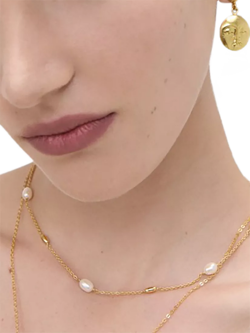 Ottoman Hands pearl and chain necklace 50cm (British brand)