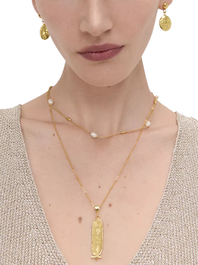 Ottoman Hands pearl and chain necklace 50cm (British brand)
