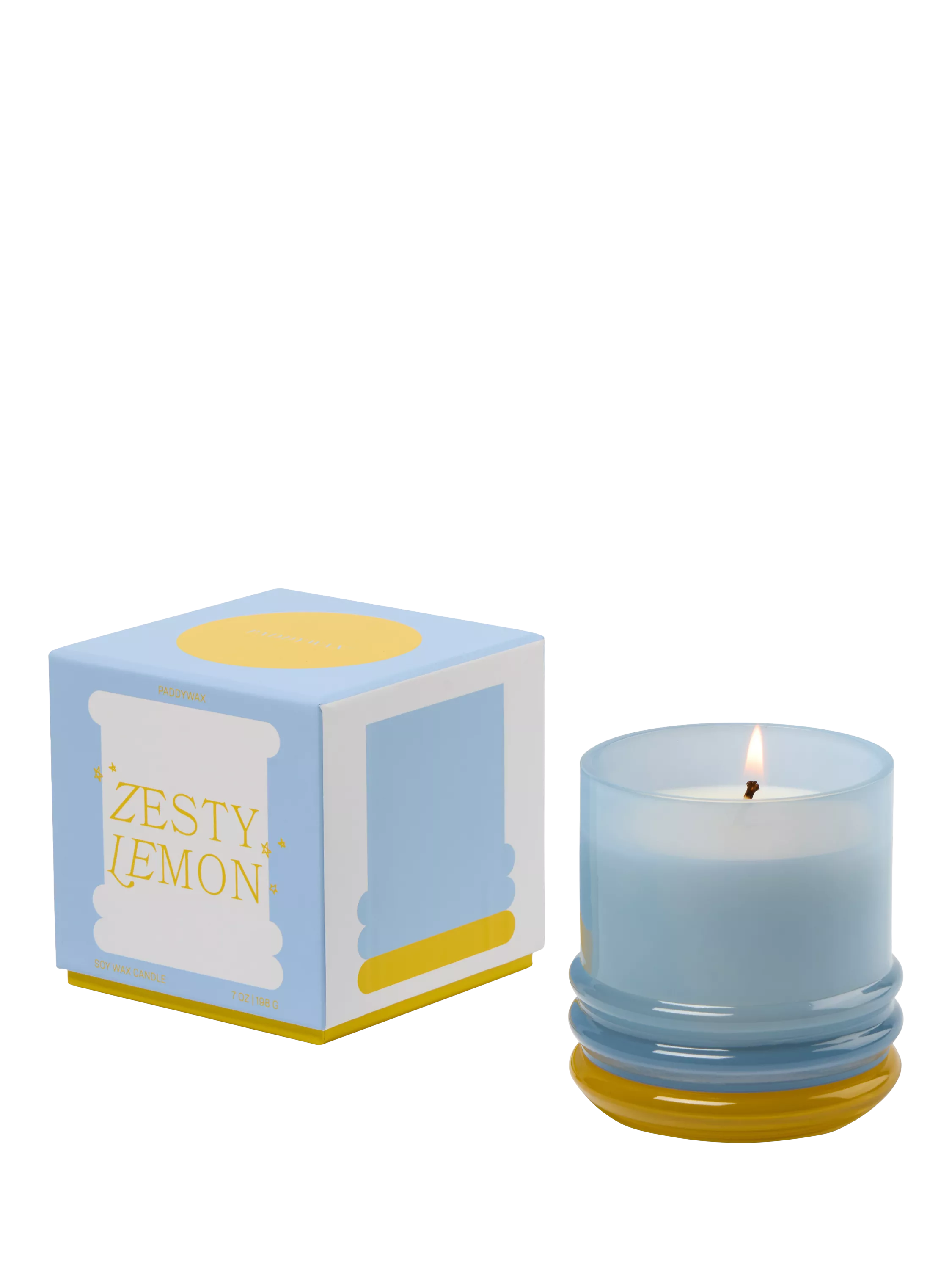 Paddywax lemon scented stacked glass candle 655g - British product