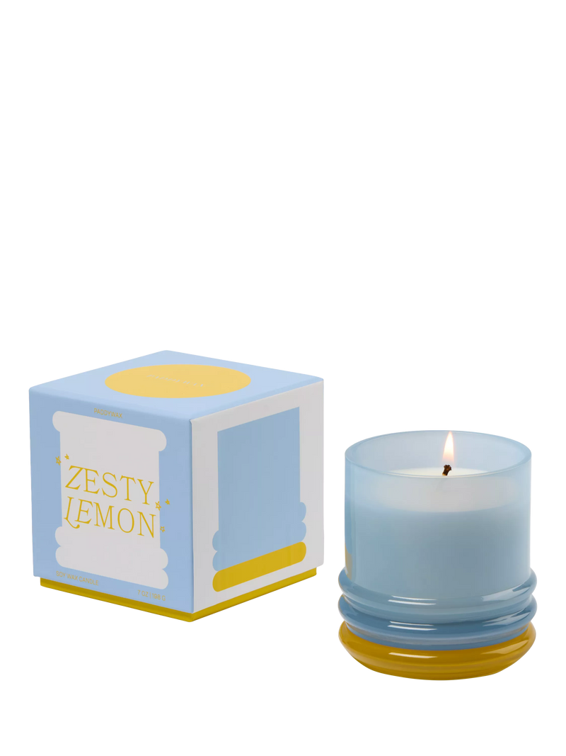 Paddywax lemon scented stacked glass candle 655g - British product
