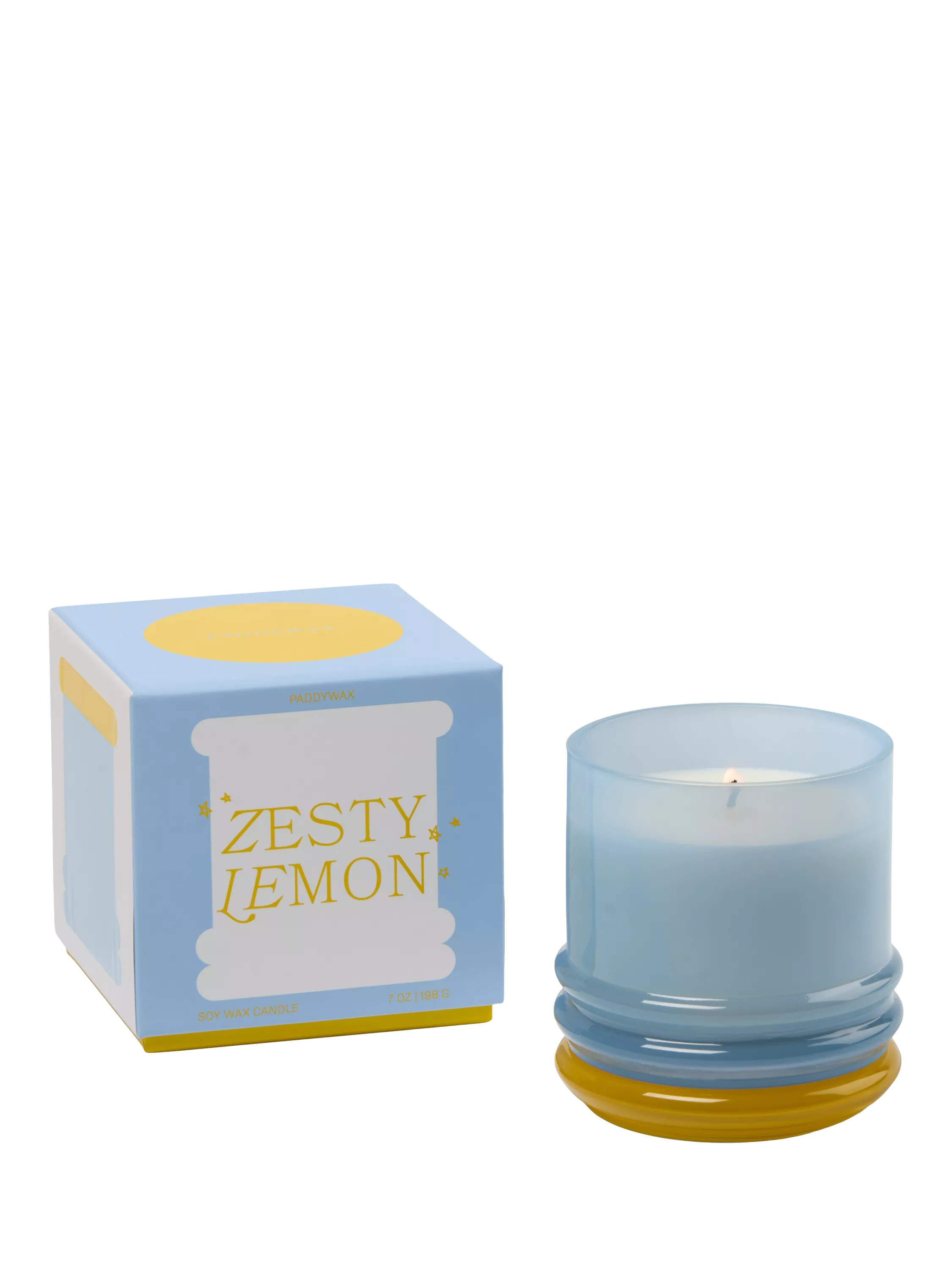 Paddywax lemon scented stacked glass candle 655g - British product