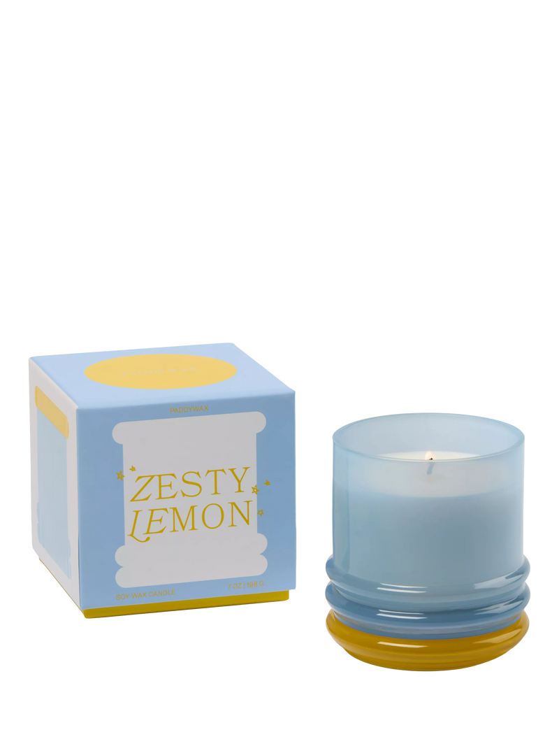 Paddywax lemon scented stacked glass candle 655g - British product