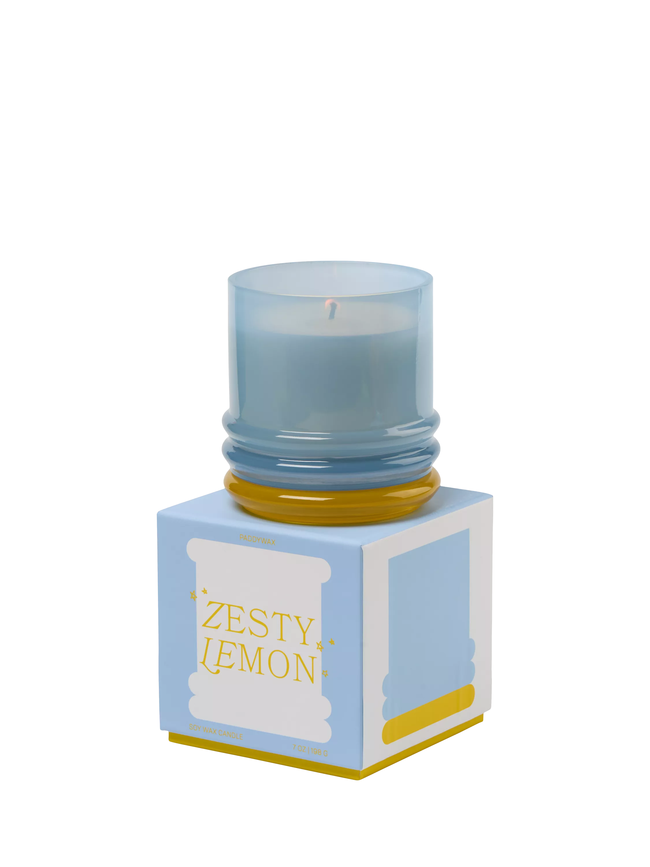 Paddywax lemon scented stacked glass candle 655g - British product