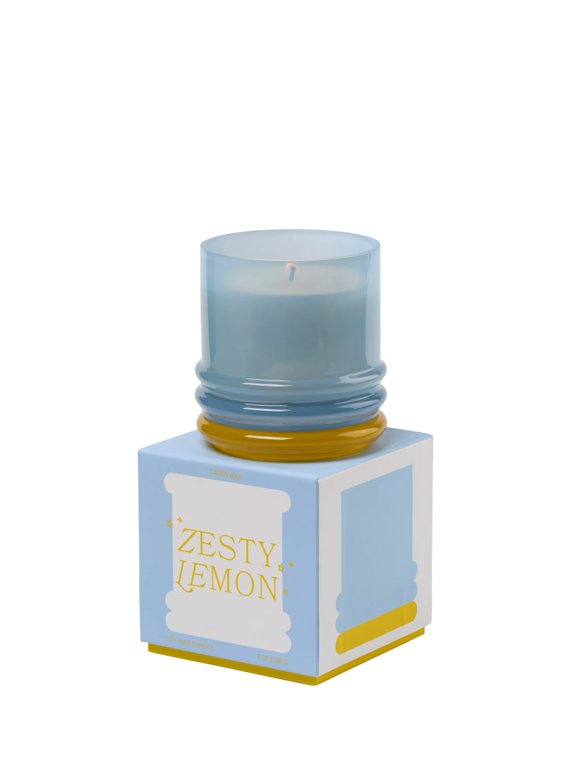 Paddywax lemon scented stacked glass candle 655g - British product