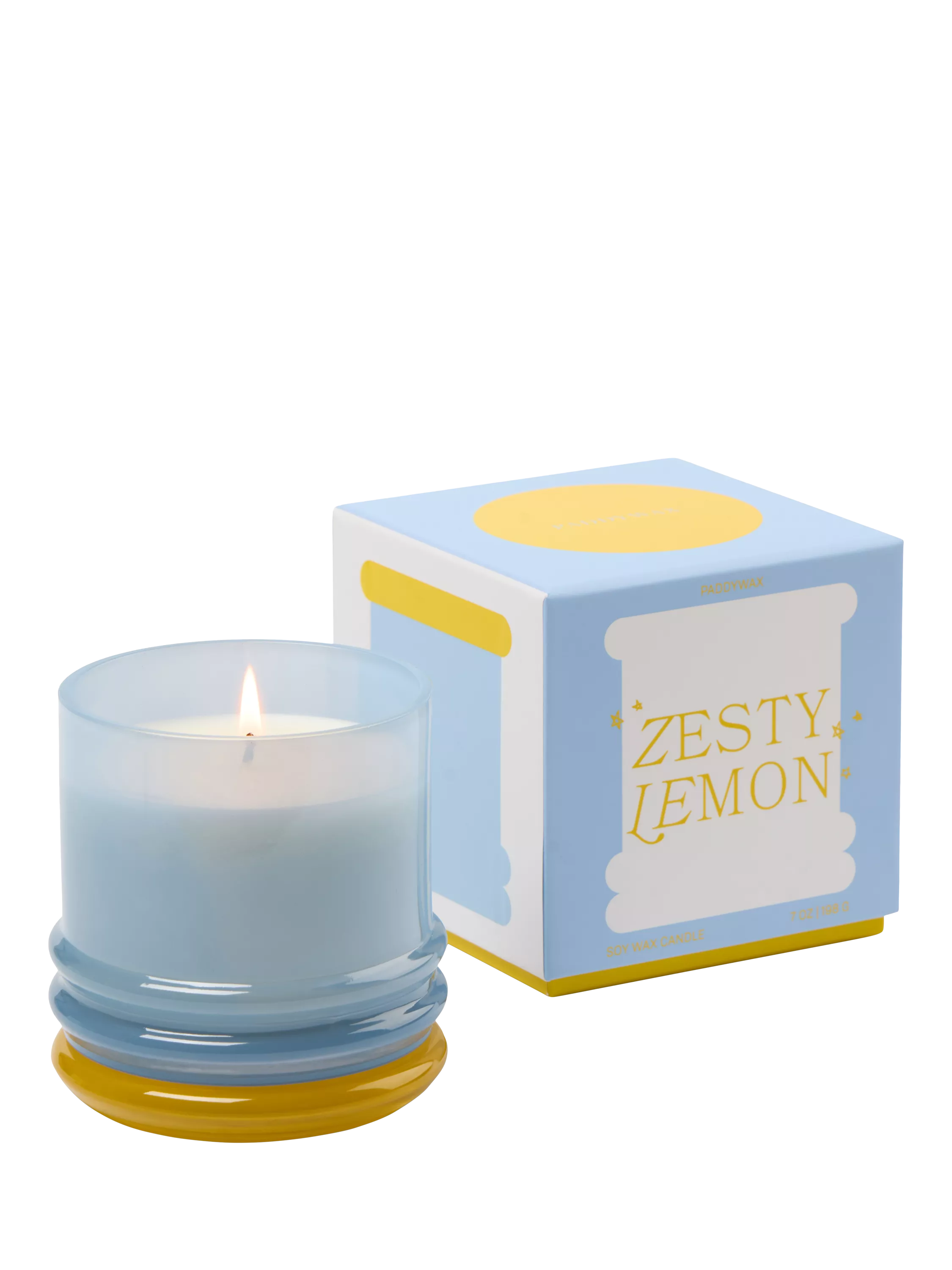 Paddywax lemon scented stacked glass candle 655g - British product