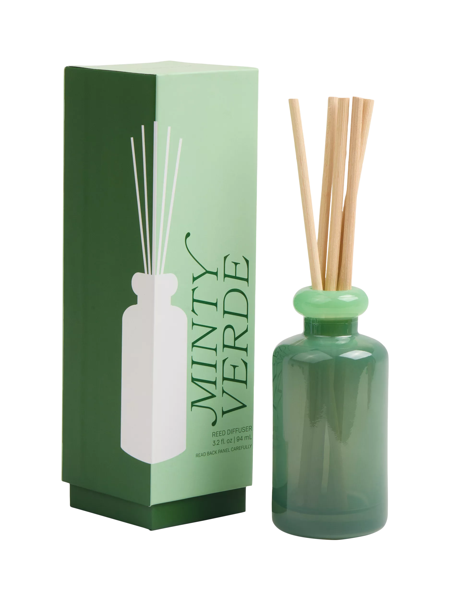 Paddywax mint reed diffuser 94ml stacked glass, imported from the UK