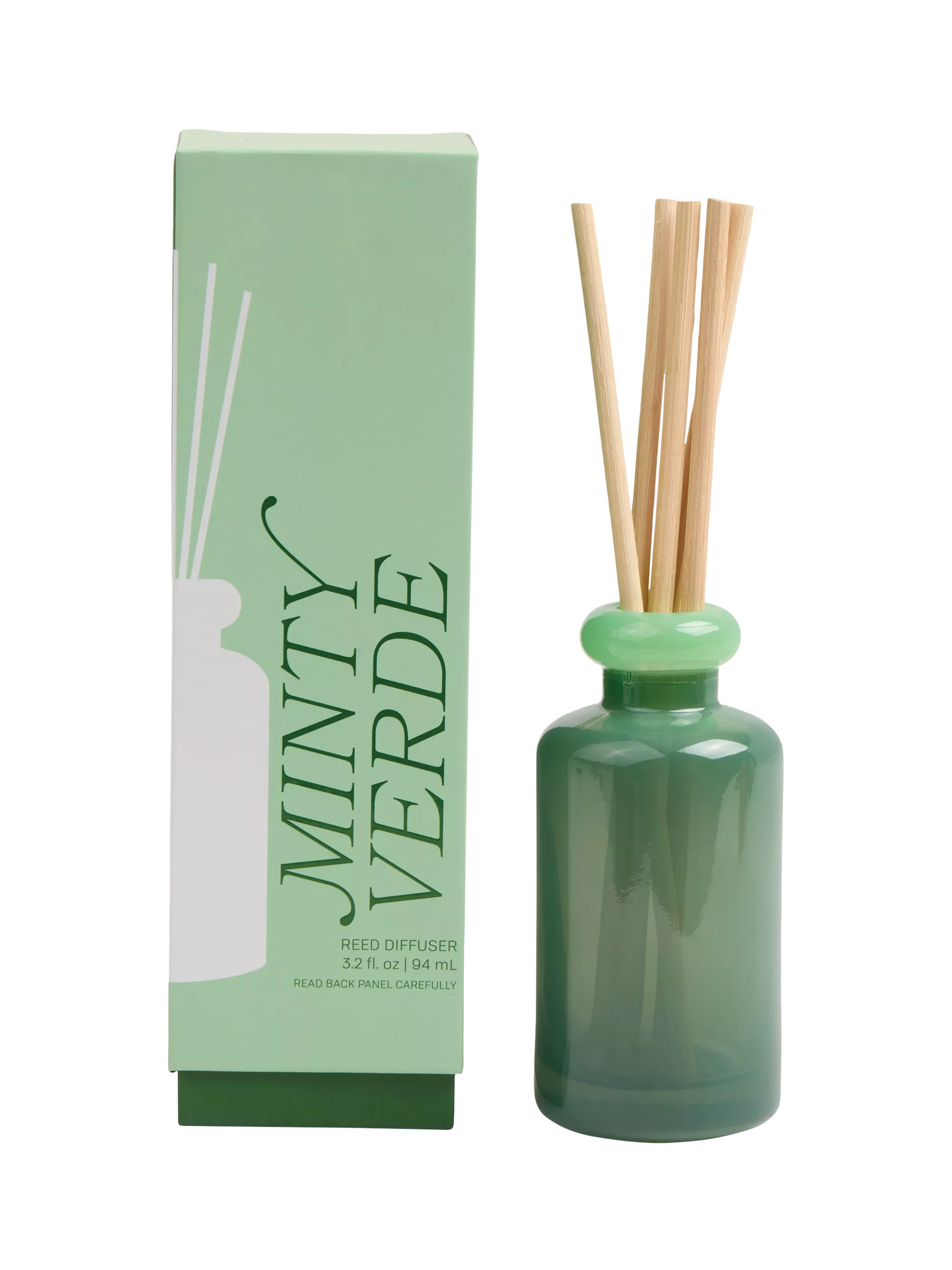 Paddywax mint reed diffuser 94ml stacked glass, imported from the UK