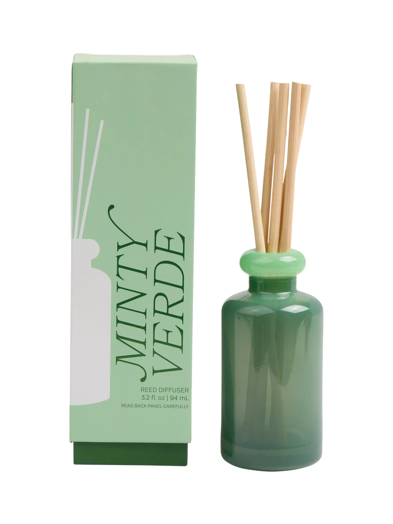 Paddywax mint reed diffuser 94ml stacked glass, imported from the UK