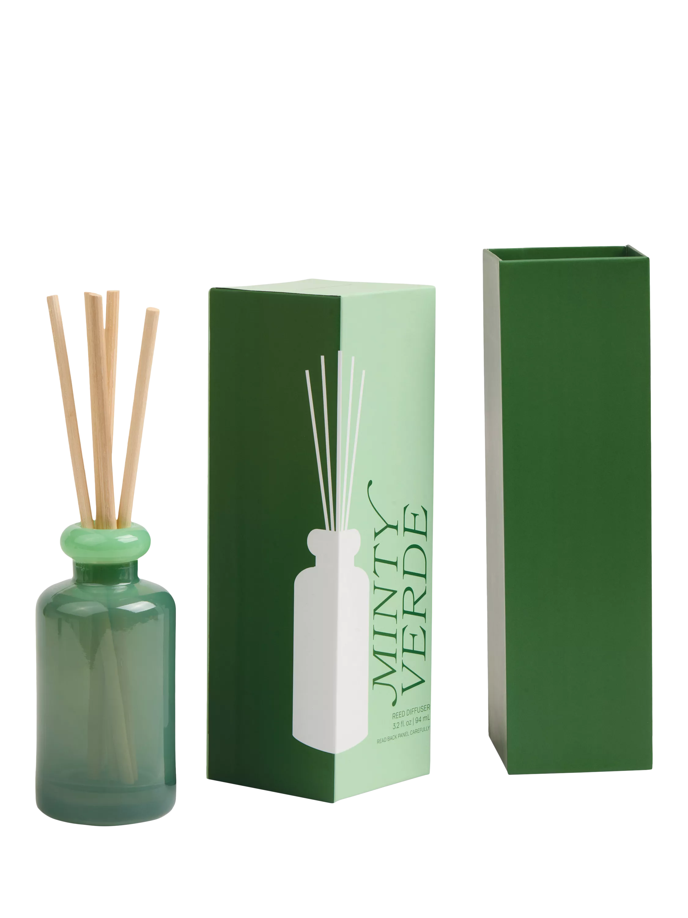 Paddywax mint reed diffuser 94ml stacked glass, imported from the UK