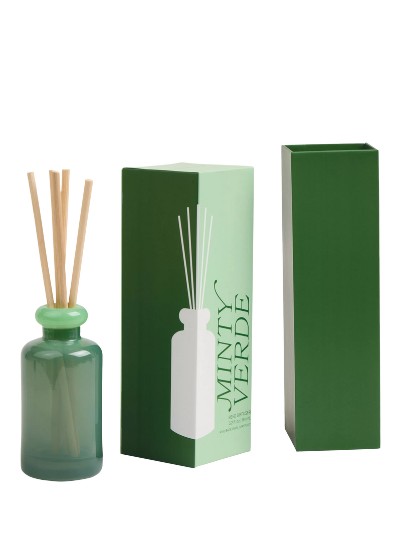 Paddywax mint reed diffuser 94ml stacked glass, imported from the UK