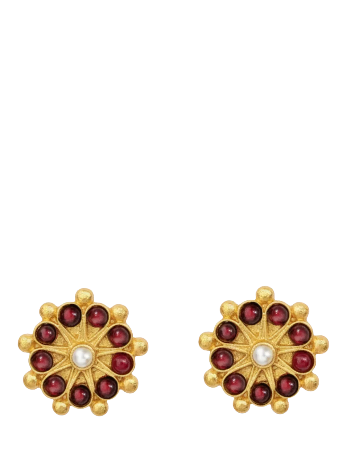 Ottoman Hands garnet pearl stud earrings, imported from the UK