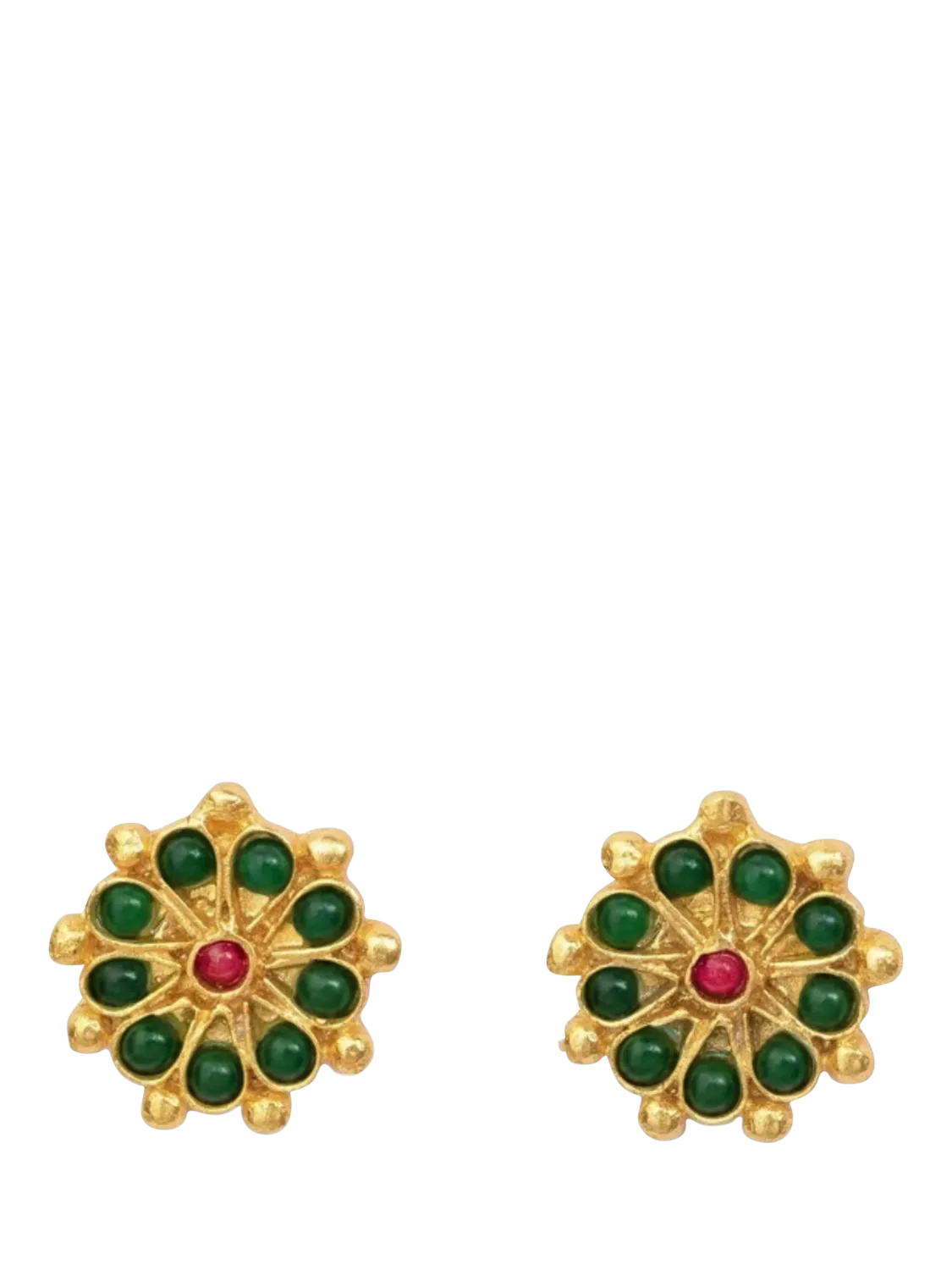 Ottoman Hands Marigold green agate beaded earrings gold (British brand)
