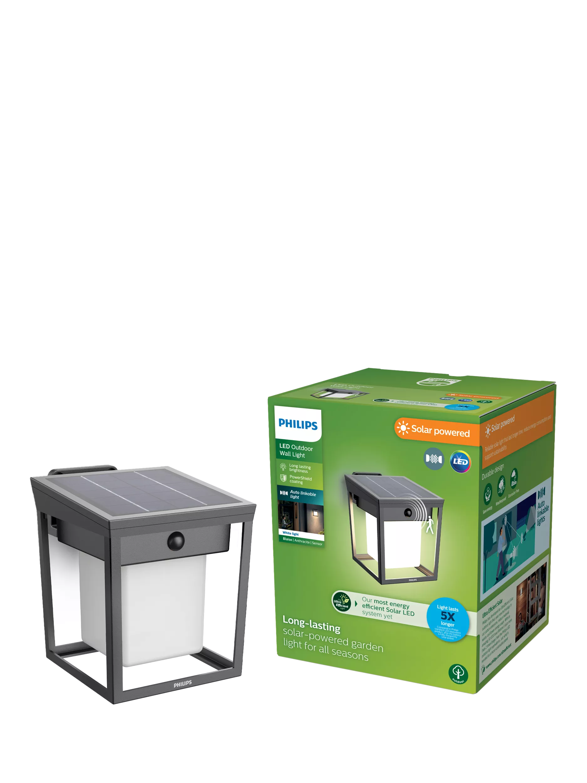 Philips solar motion sensor wall light anthracite - British product