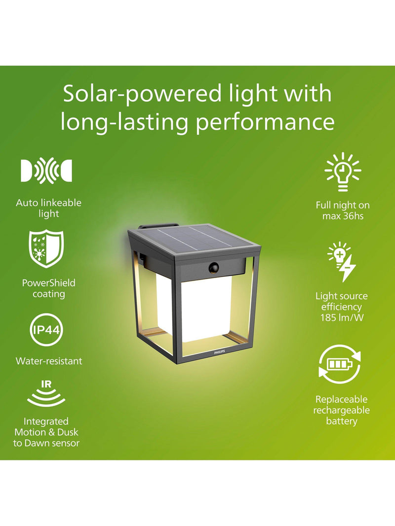 Philips solar motion sensor wall light anthracite - British product