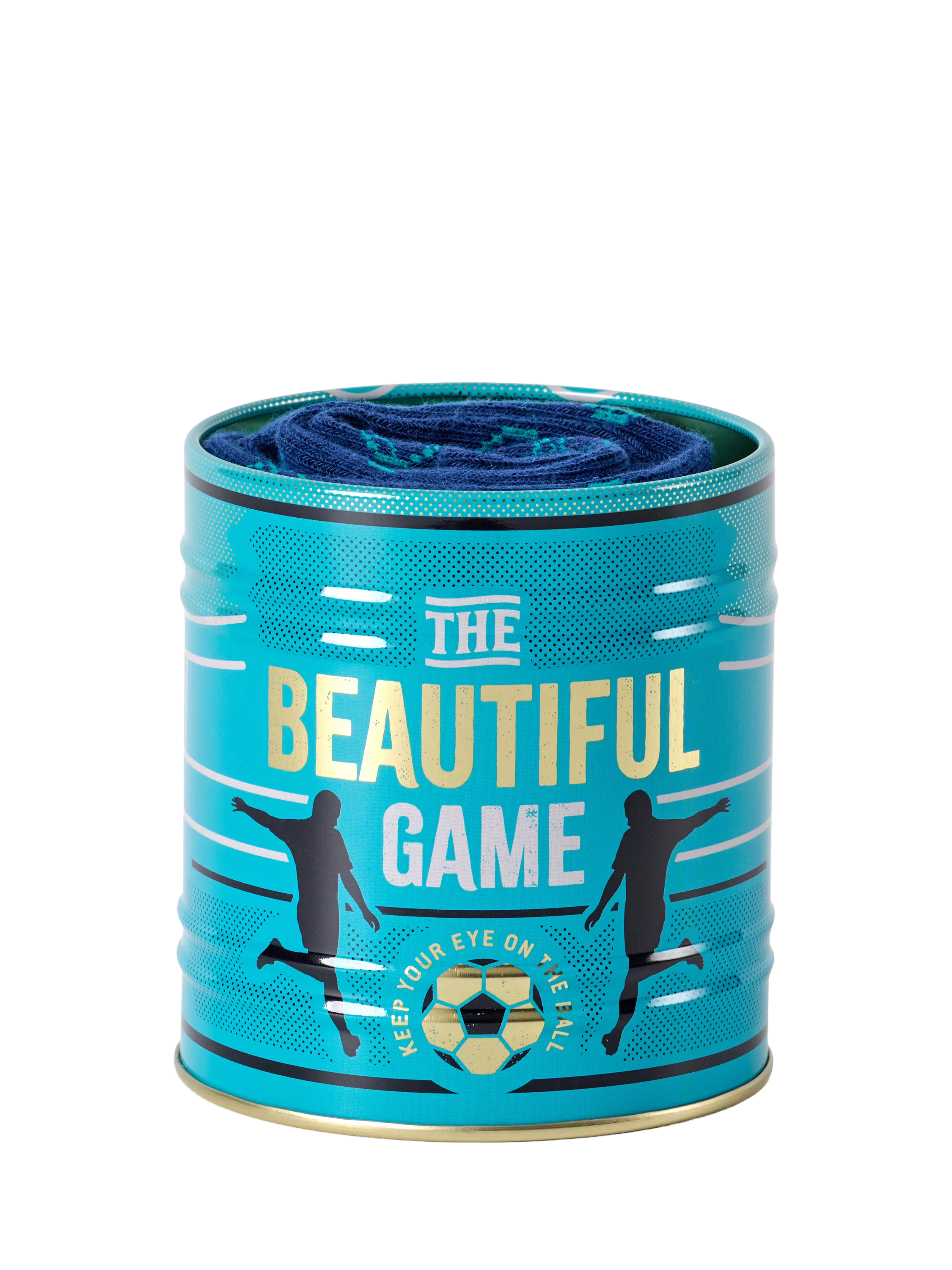 Gentlemen's Hardware football socks in a tin, imported from the UK