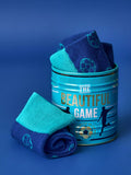 Gentlemen's Hardware football socks in a tin, imported from the UK