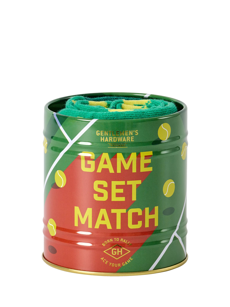 Gentlemen's Hardware tennis socks in a storage tin, UK version