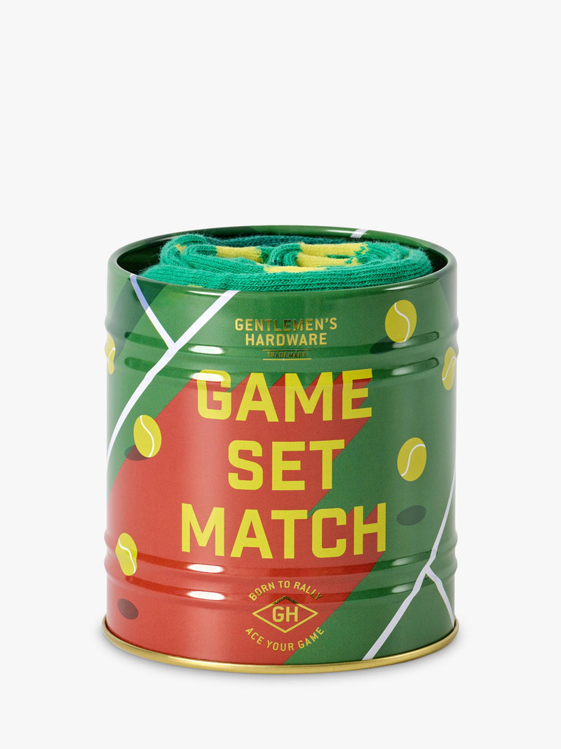 Gentlemen's Hardware tennis socks in a storage tin, UK version