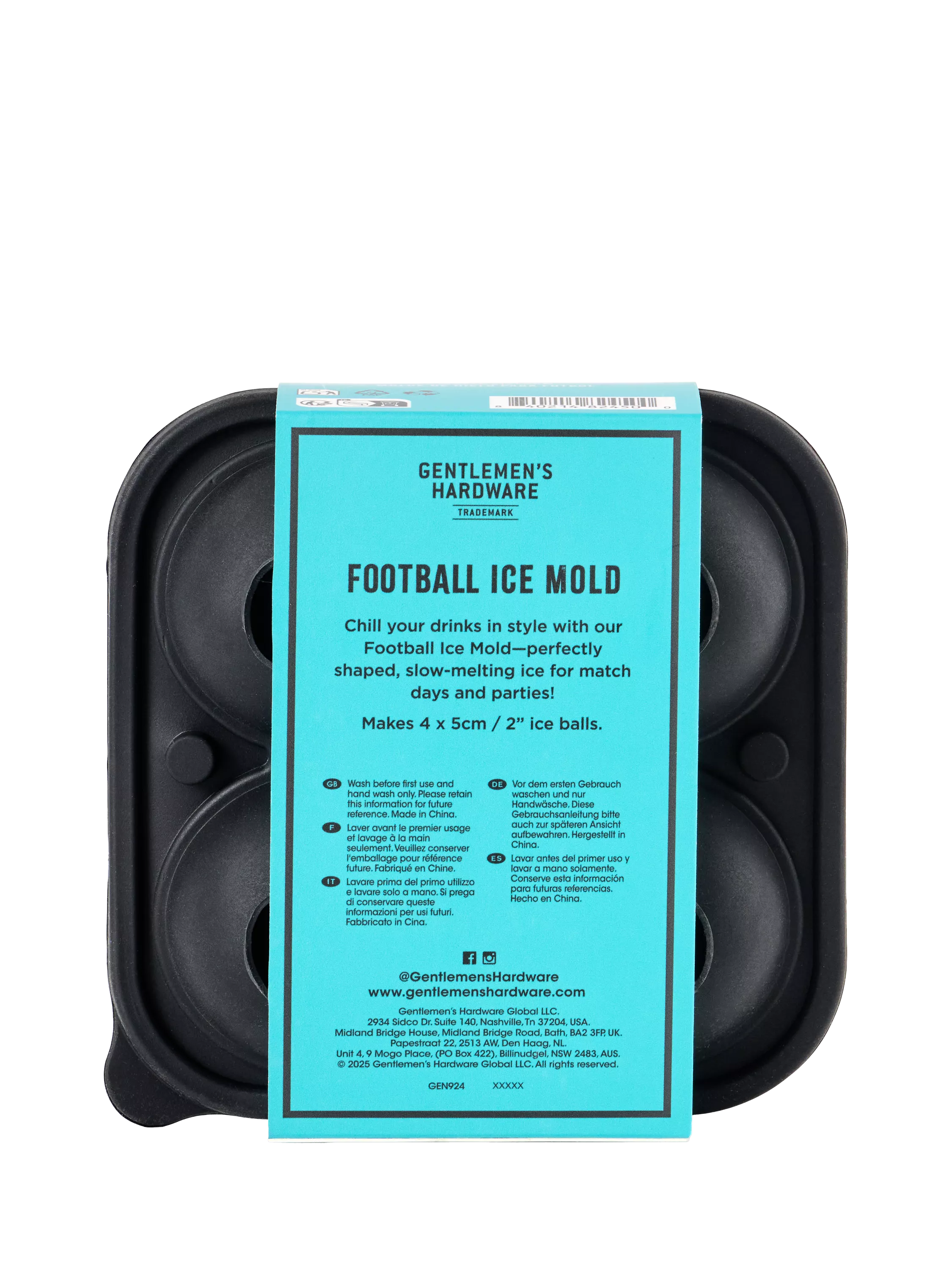 Gentlemen's Hardware football ice moulds with silicone tray, imported from the UK