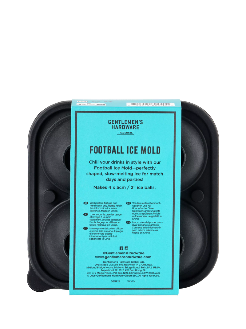 Gentlemen's Hardware football ice moulds with silicone tray, imported from the UK