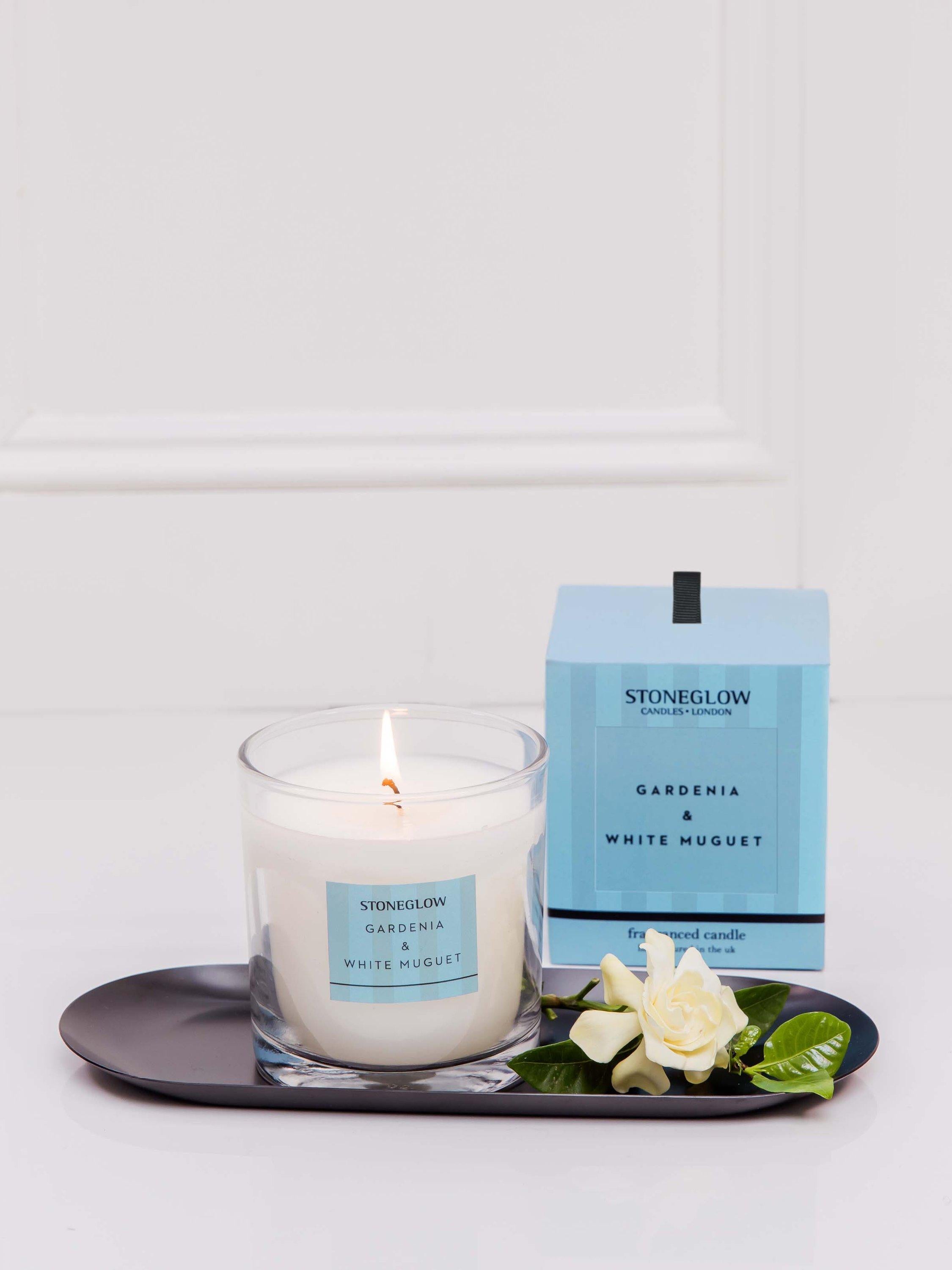 Stoneglow Gardenia and White Muguet scented candle, 200g (British brand)