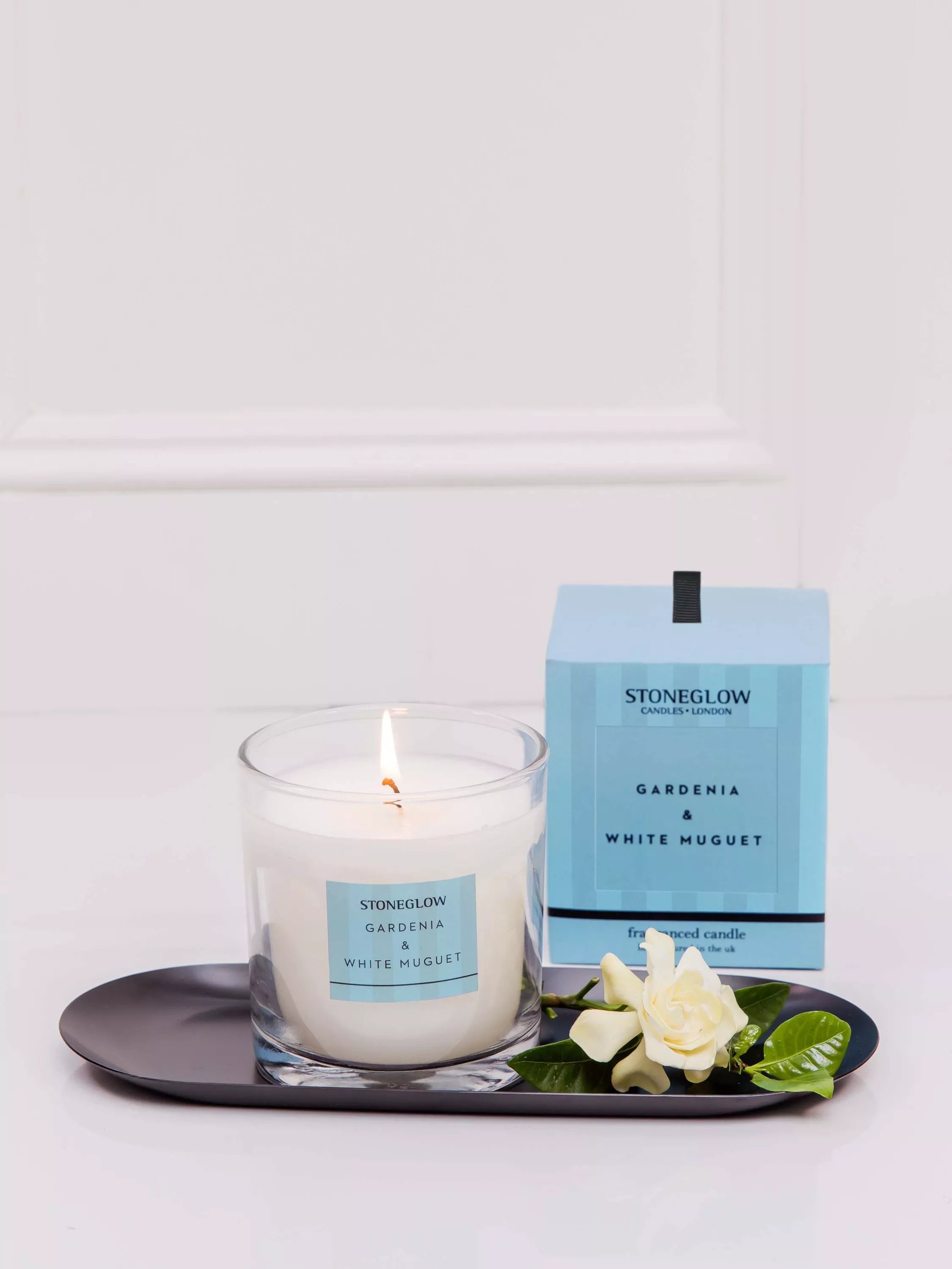 Stoneglow Gardenia and White Muguet scented candle, 200g (British brand)