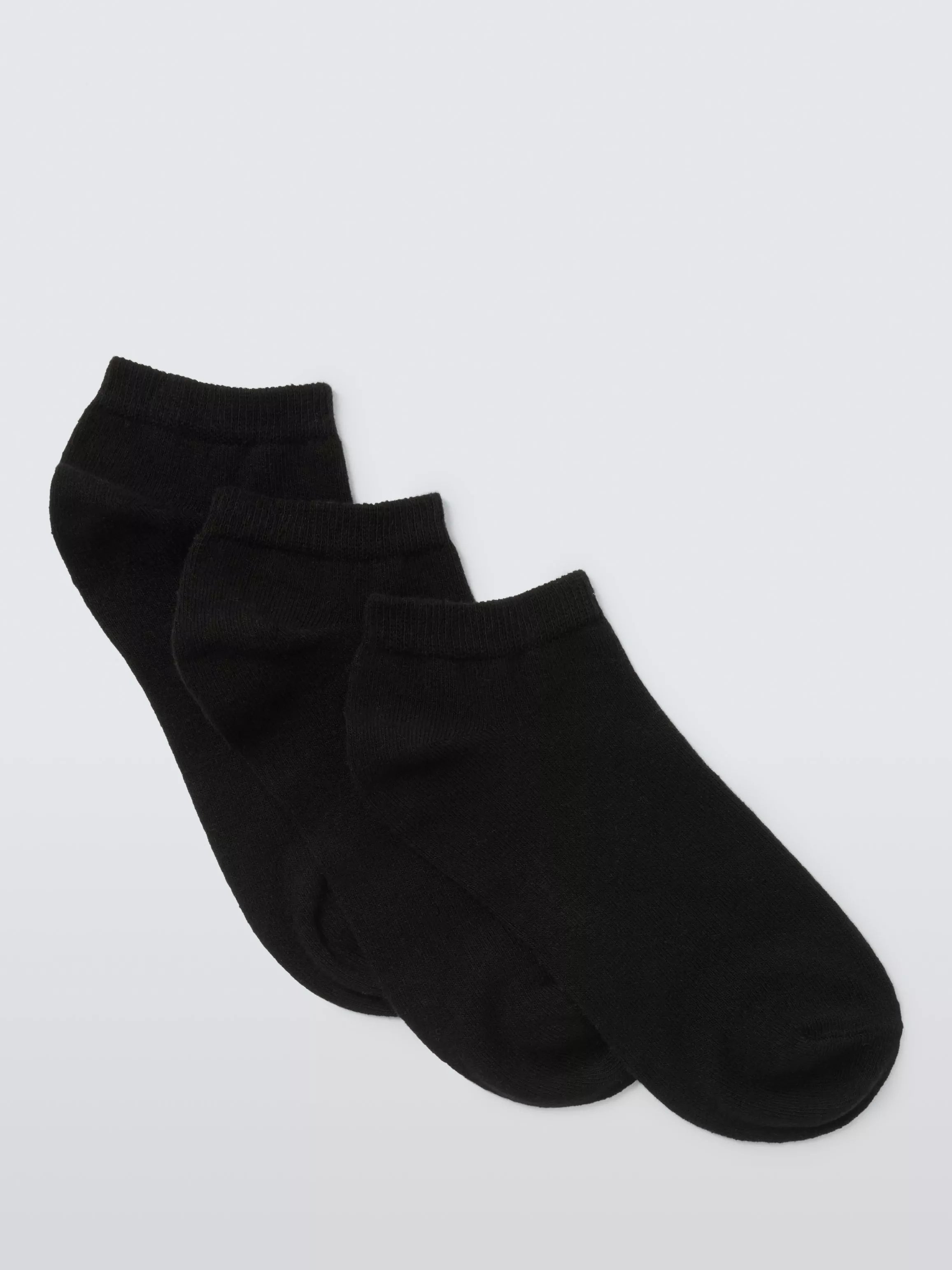 John Lewis trainer socks pack of 3 black, imported from the UK