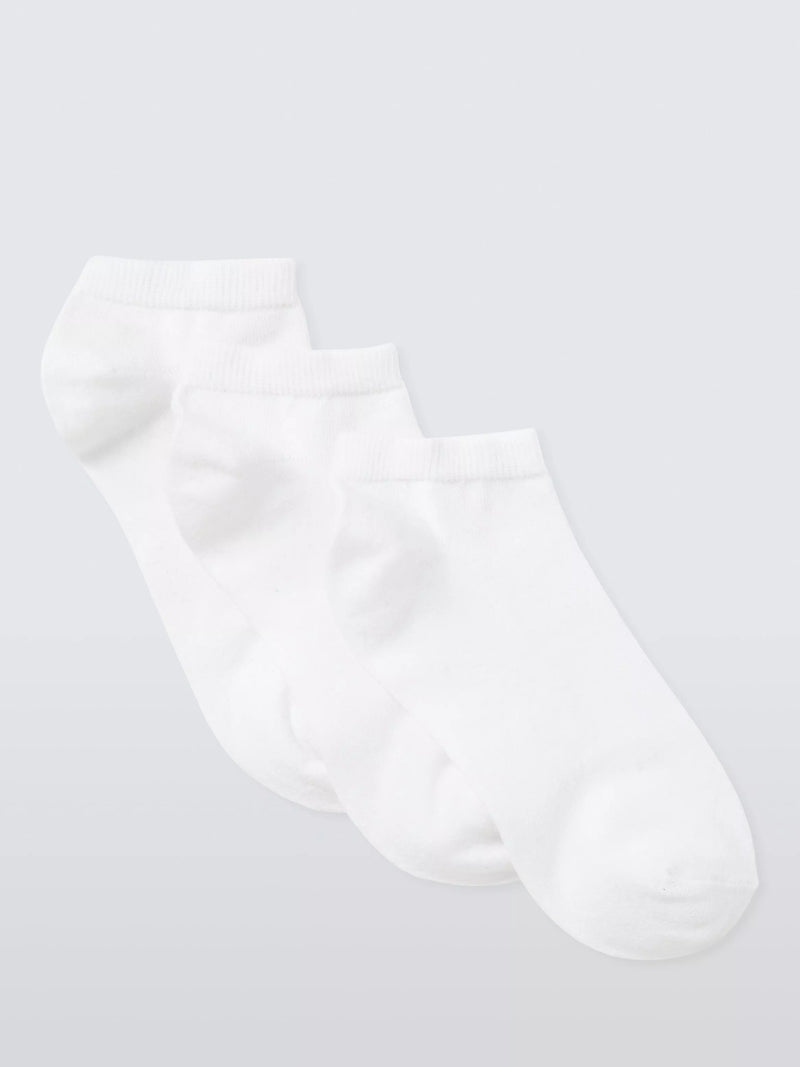 John Lewis trainer socks pack of 3 white - British product