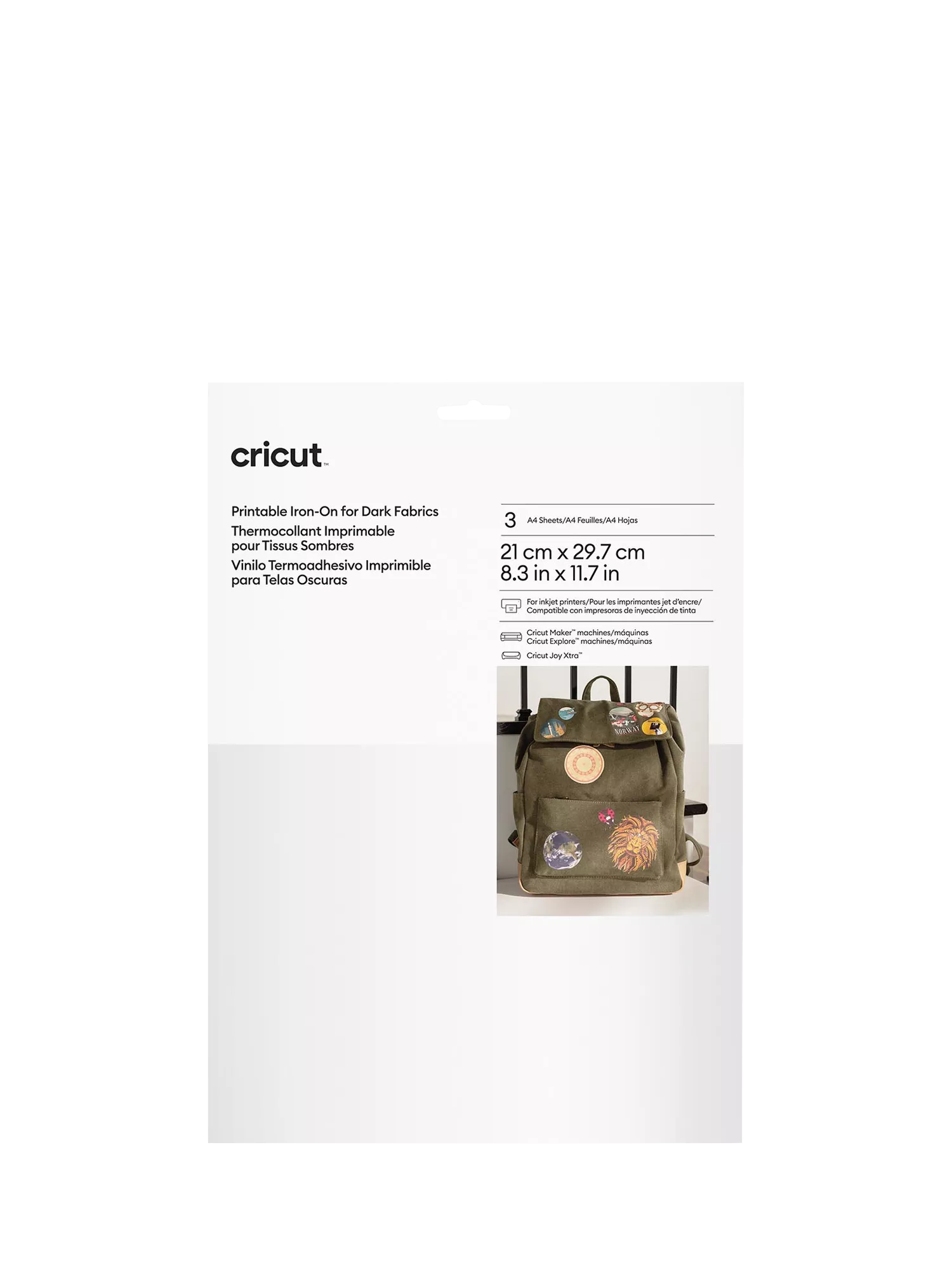 Cricut Printable Iron-On A4 pack of 3, UK version