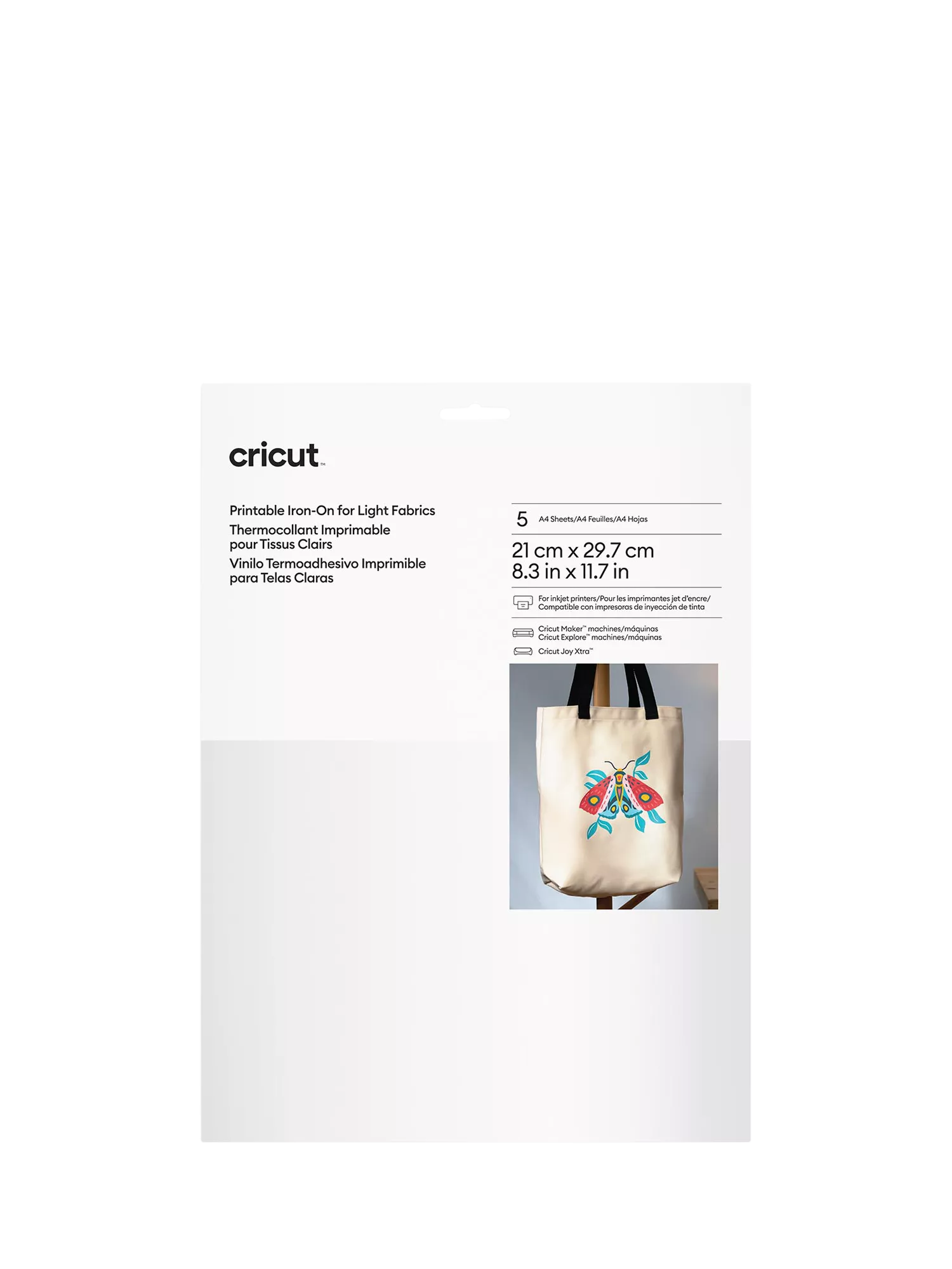 Cricut Printable Iron-On for Light Fabrics A4 Pack of 5, UK version