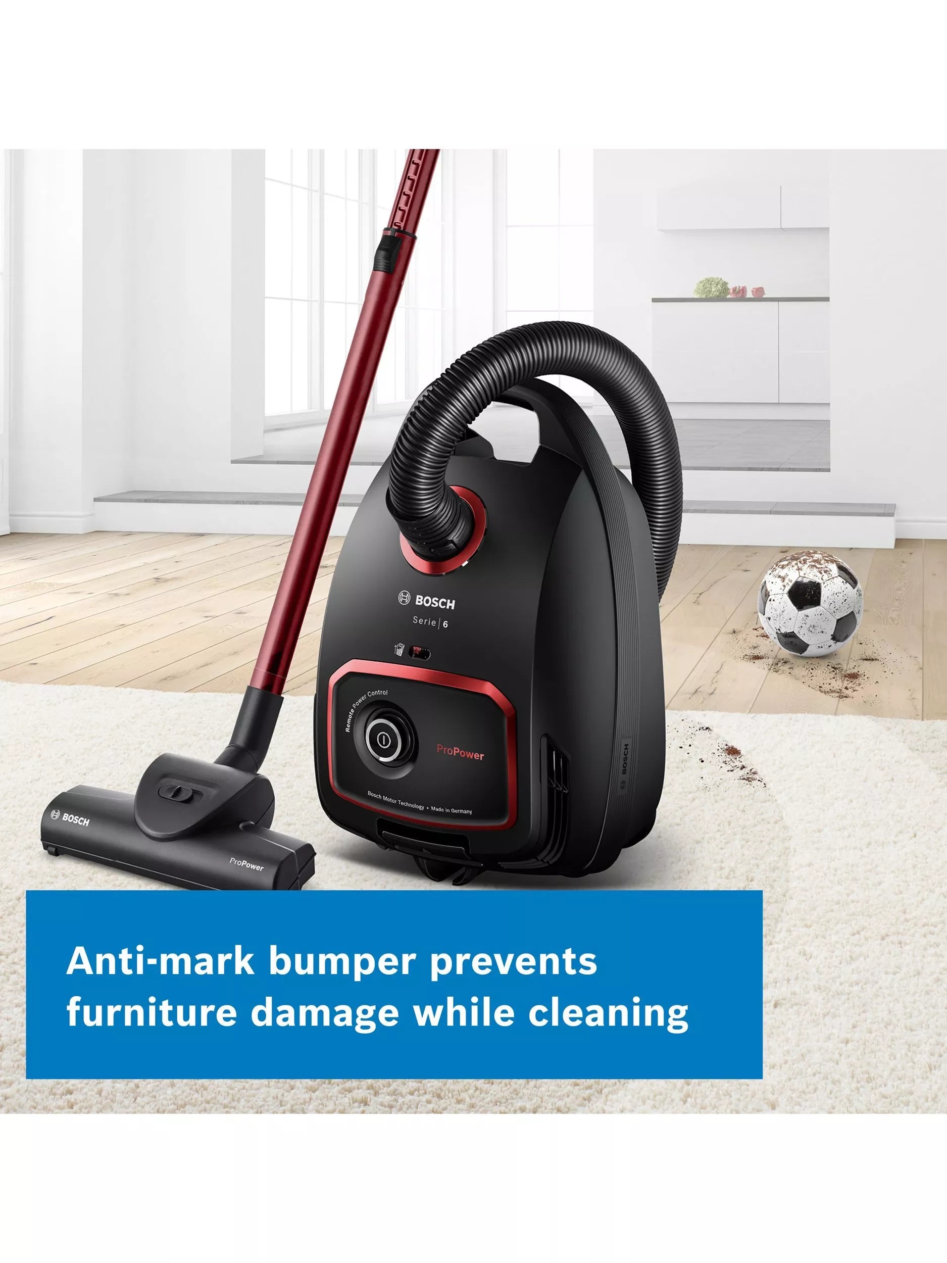 Bosch Series 6 bagged cylinder vacuum cleaner black, imported from the UK
