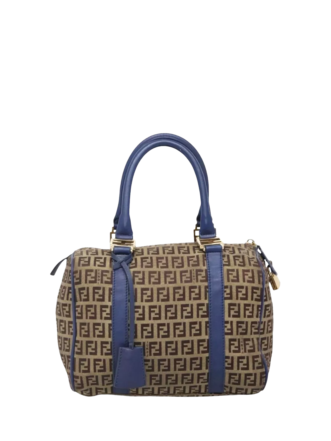 Fendi Zucchino canvas Boston bag brown/blue, imported from the UK