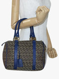 Fendi Zucchino canvas Boston bag brown/blue, imported from the UK