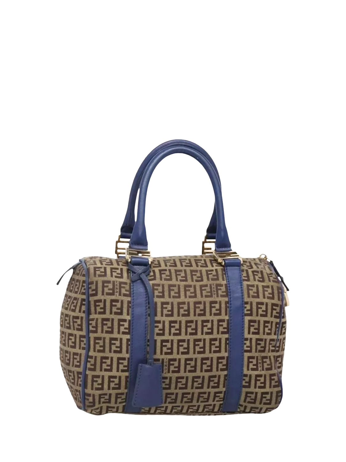 Fendi Zucchino canvas Boston bag brown/blue, imported from the UK