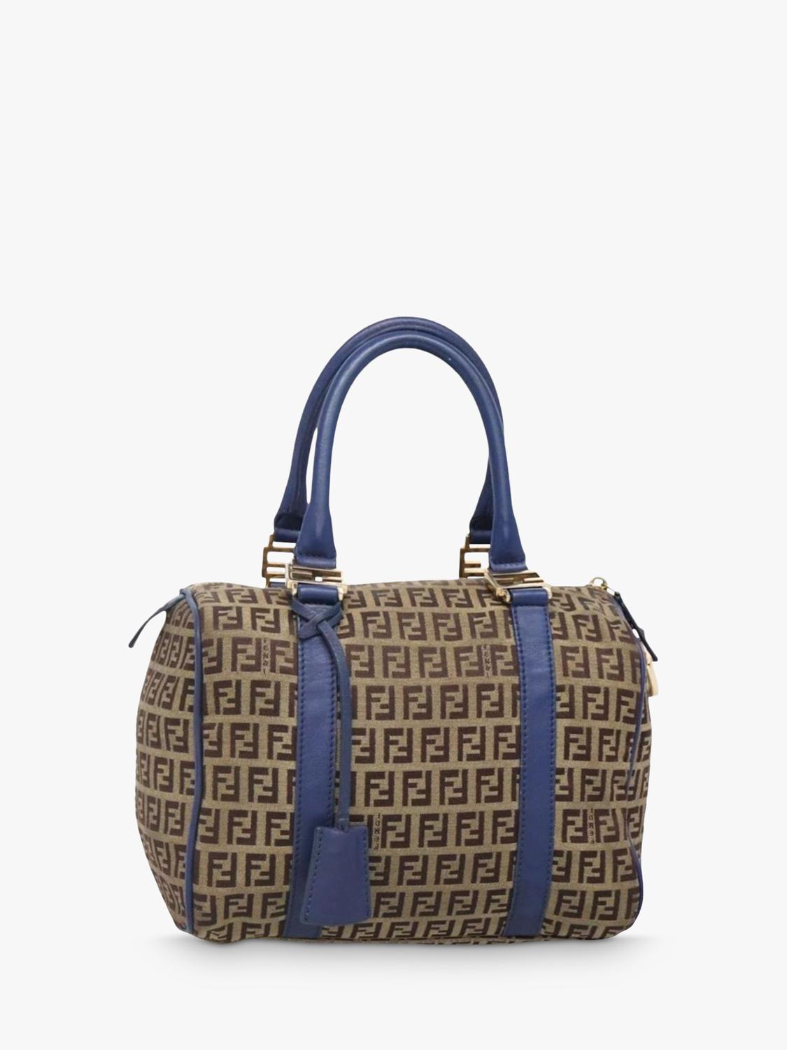 Fendi Zucchino canvas Boston bag brown/blue, imported from the UK