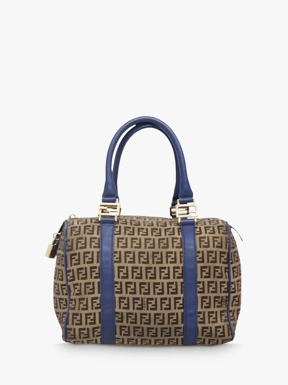Fendi Zucchino canvas Boston bag brown/blue, imported from the UK