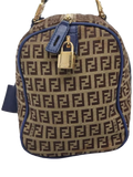Fendi Zucchino canvas Boston bag brown/blue, imported from the UK