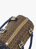 Fendi Zucchino canvas Boston bag brown/blue, imported from the UK