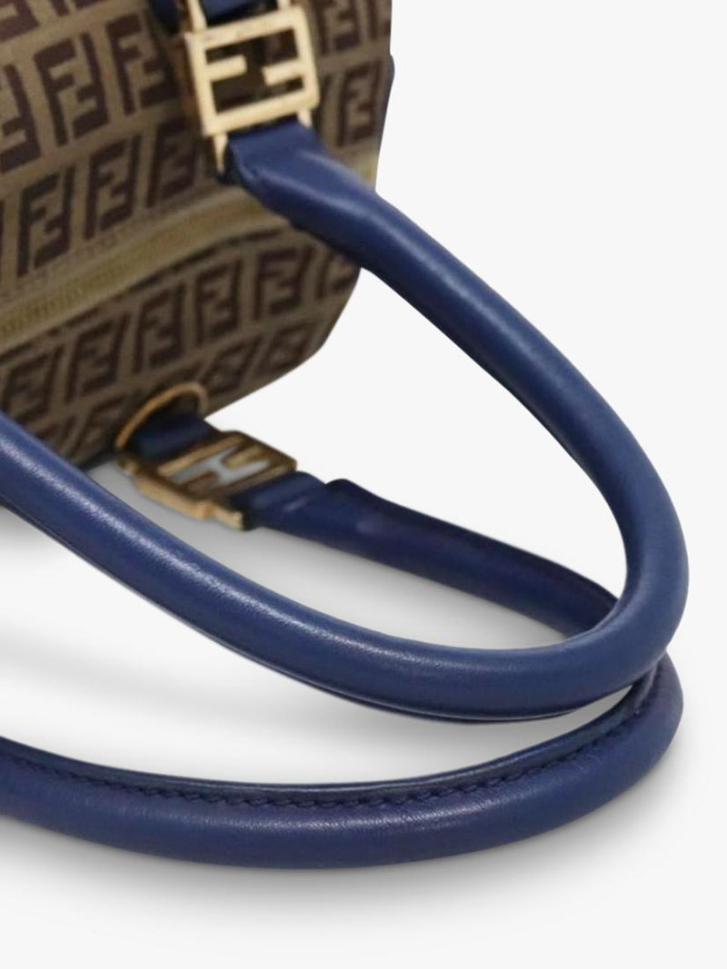 Fendi Zucchino canvas Boston bag brown/blue, imported from the UK