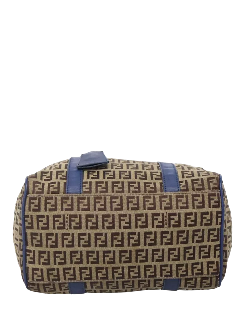 Fendi Zucchino canvas Boston bag brown/blue, imported from the UK