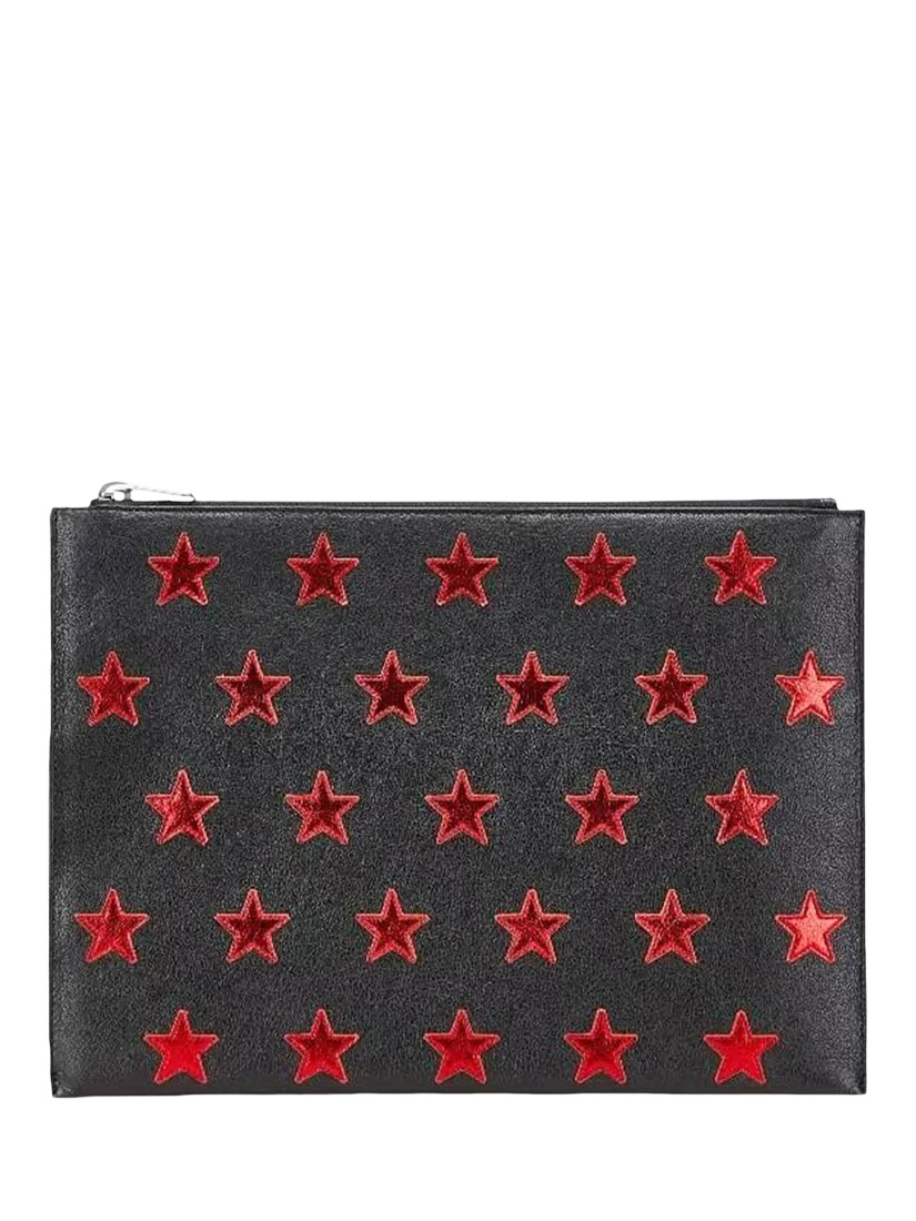 Saint Laurent black star leather clutch bag - British product