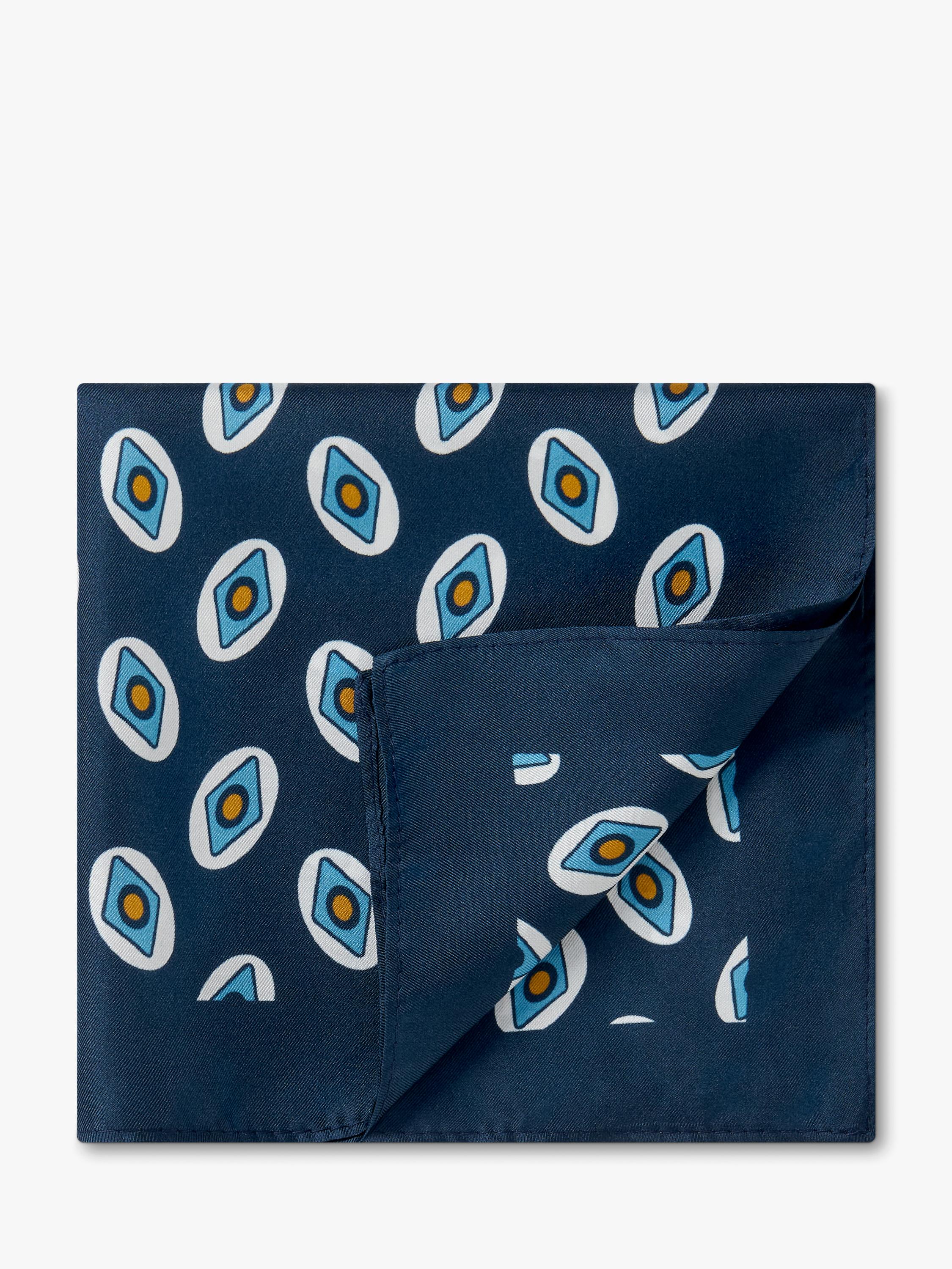 Richard James London pocket square Navy/Sky, UK version