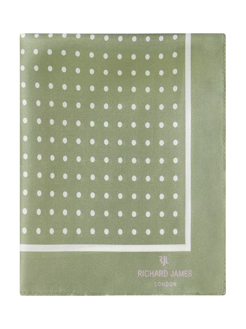 Richard James London silk pocket square polka dot, imported from the UK