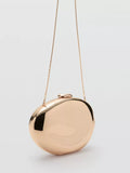 Mango metallic oval bean clutch bag gold - British product