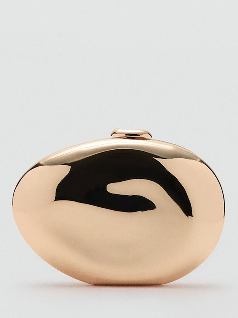 Mango metallic oval bean clutch bag gold - British product