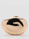 Mango metallic oval bean clutch bag gold - British product