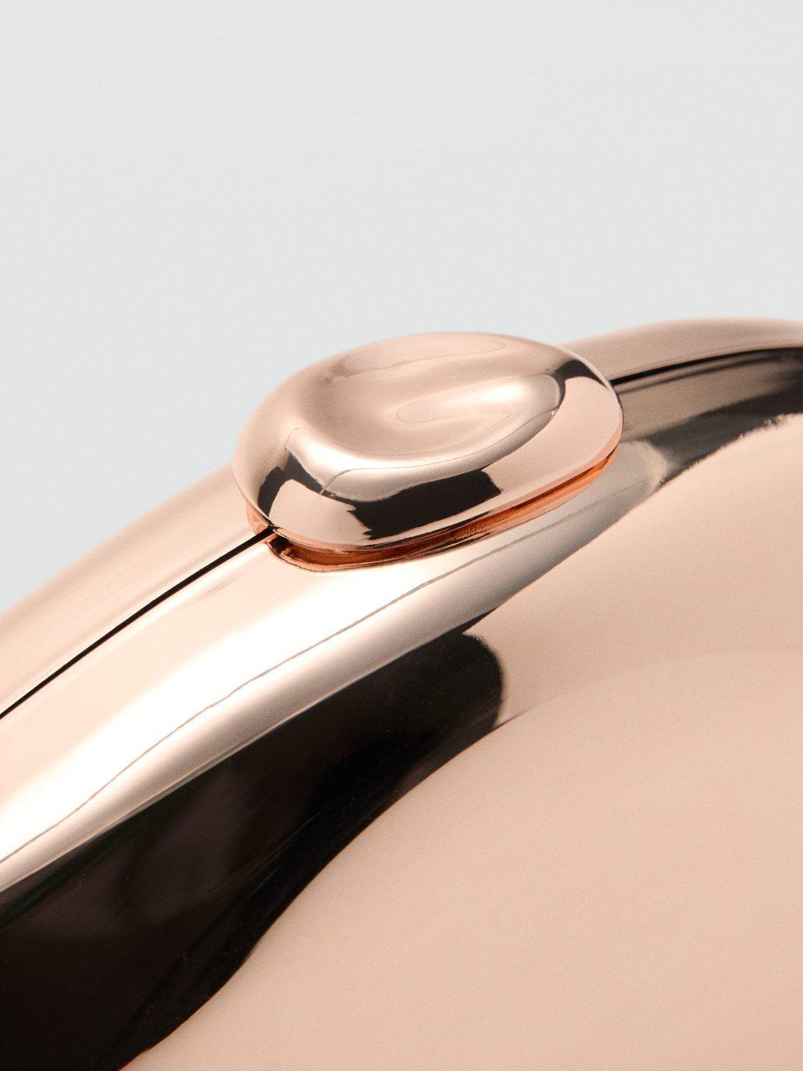 Mango metallic oval bean clutch bag gold - British product