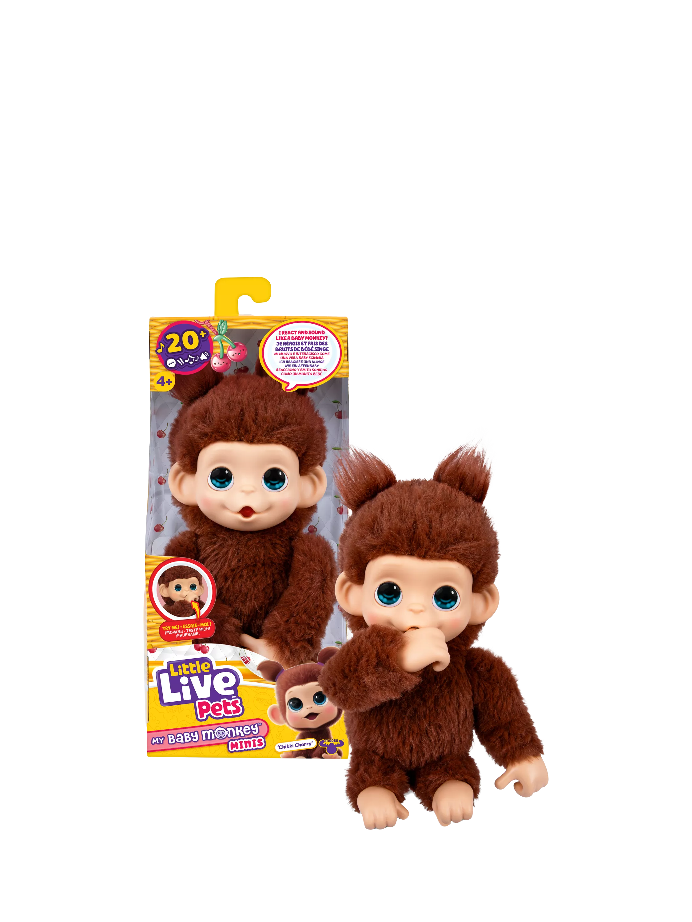 Little Live Pets interactive monkey soft toy Chikki Cherry - British product